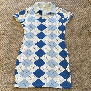 SHEIN Blue Argyle Polo Dress